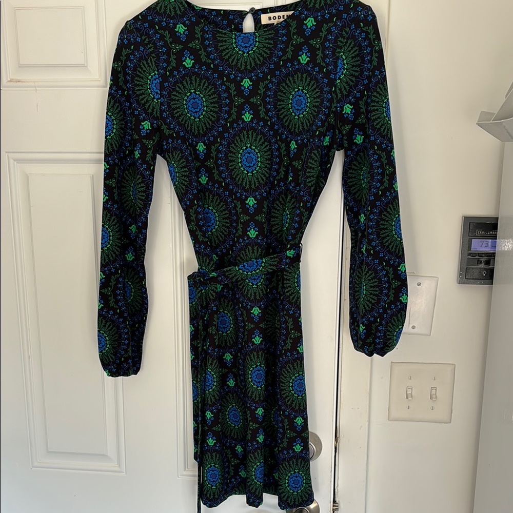 Boden Green and Blue Patterned Dress